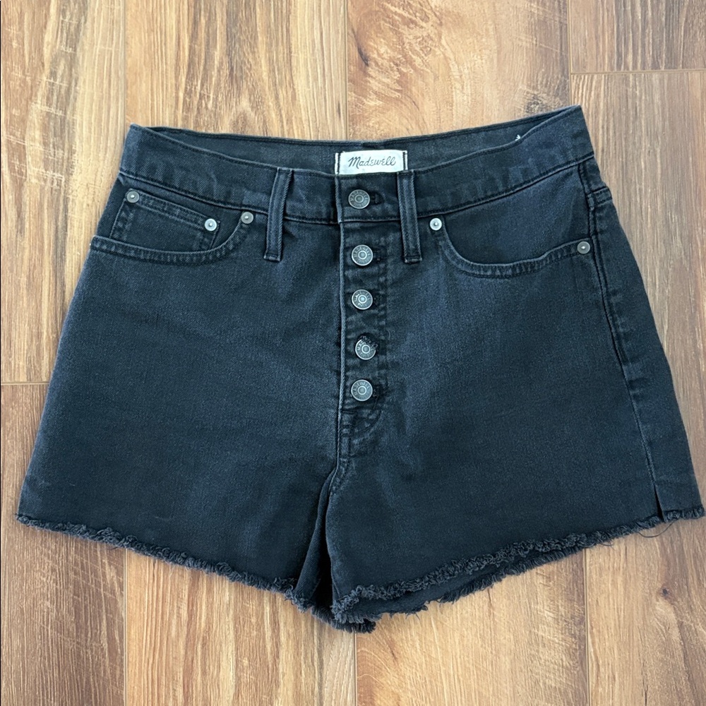 MADEWELL black denim  shorts raw hem women’s 27 high-rise